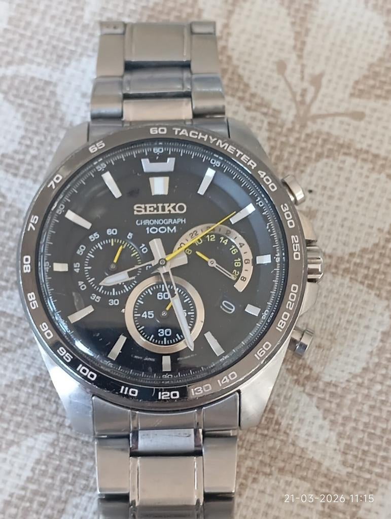 Mooie Seiko chronograaf heren horloge bt6300g0 100 euro vast, Ophalen of Verzenden, Zo goed als nieuw, Staal, Seiko