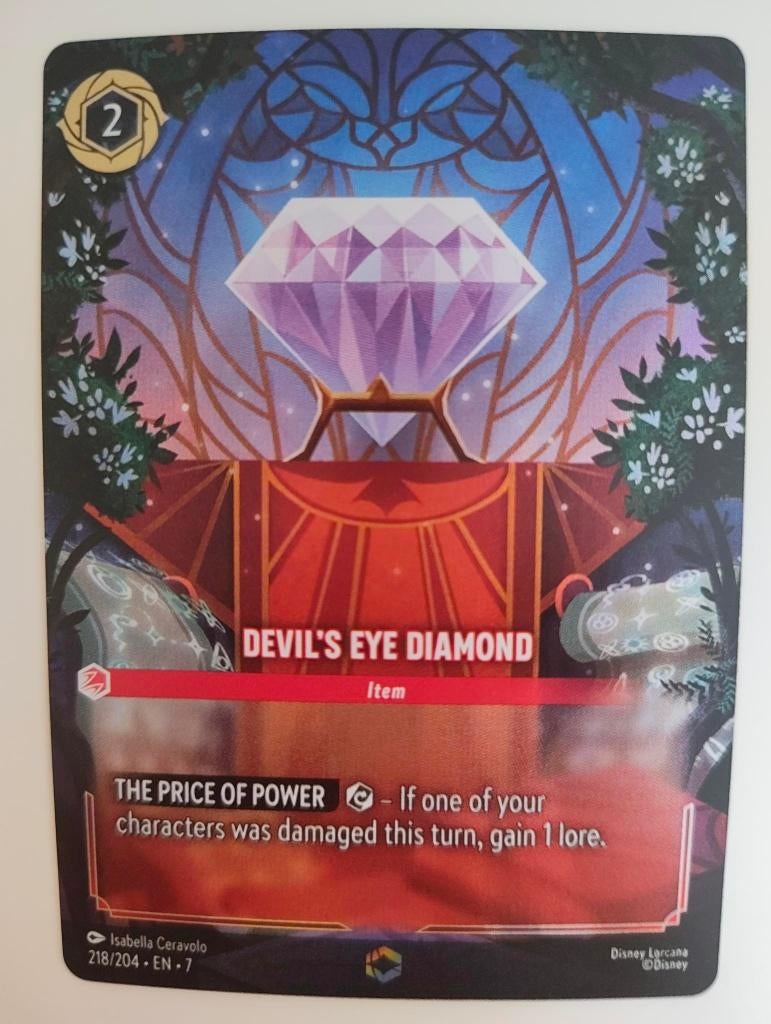 Lorcana - Devil's Eye Diamond (Enchanted), Ophalen of Verzenden, Overige figuren, Zo goed als nieuw, Plaatje of Poster