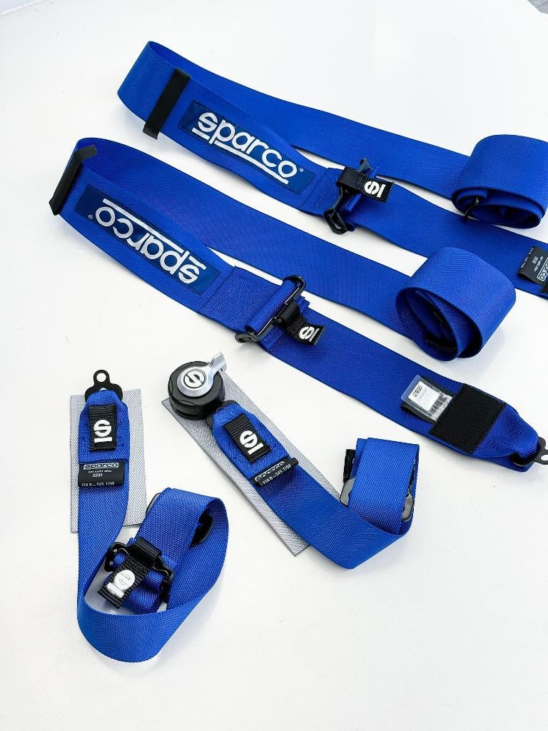 Sparco FIA H4 4-punts gordel Blauw zwart rood, Auto diversen, Tuning en Styling, Ophalen of Verzenden