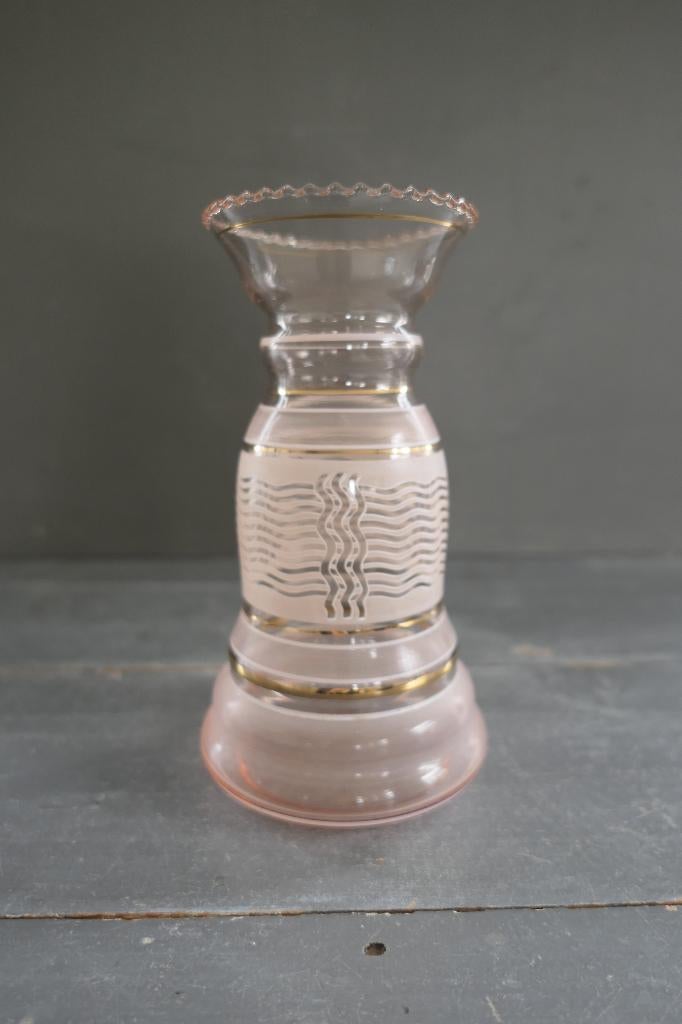 Art Deco Booms glas vaas rosaline goud, Verzenden