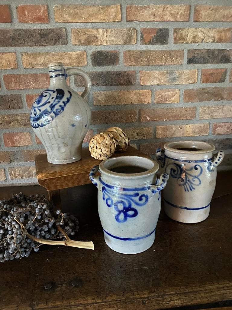 Brocante set, oude Keulse kan en 2 Keulse potten, Antiek en Kunst, Ophalen of Verzenden