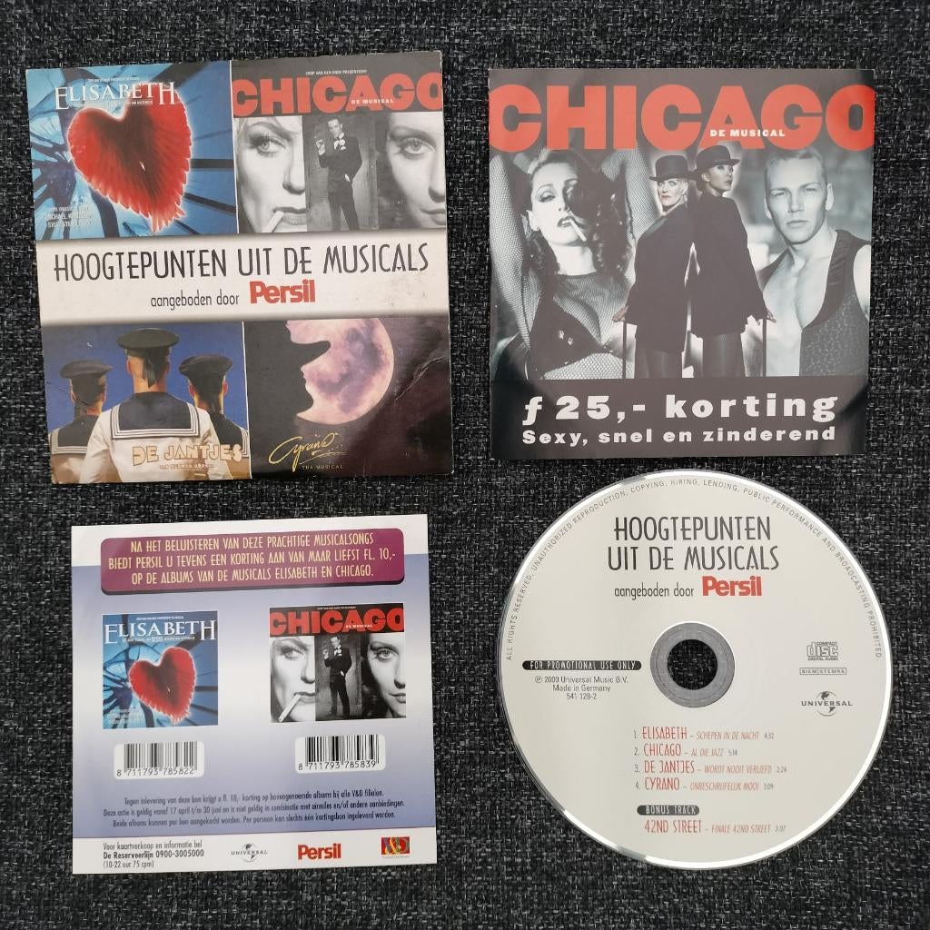 CD Hoogtepunten uit de musicals Elisabeth Chicago De Jantjes, Verzenden, Zo goed als nieuw