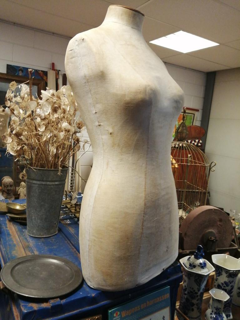 Oude franse paspop buste in mooie geleefde staat 85 cm, Antiek en Kunst, Ophalen of Verzenden