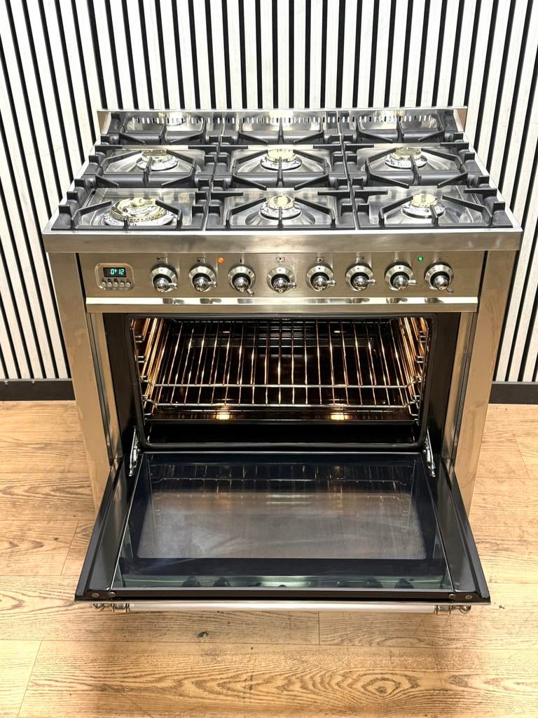 Luxe Boretti 6 pits RVS Multifunctioneel 90x60 cm, Fornello Esperta, Ophalen of Verzenden, Zo goed als nieuw, Energieklasse A of zuiniger