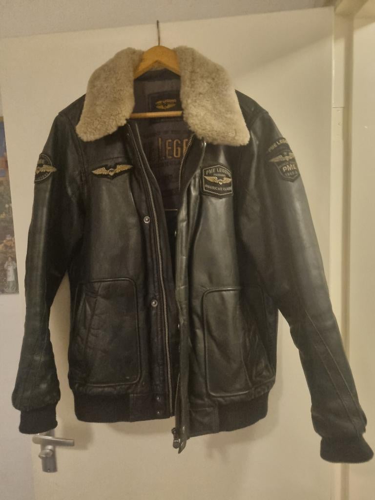 Zwarte PME pilotenjas van buffel leer. XL, Ophalen, Zwart, Maat 56/58 (XL), Zo goed als nieuw