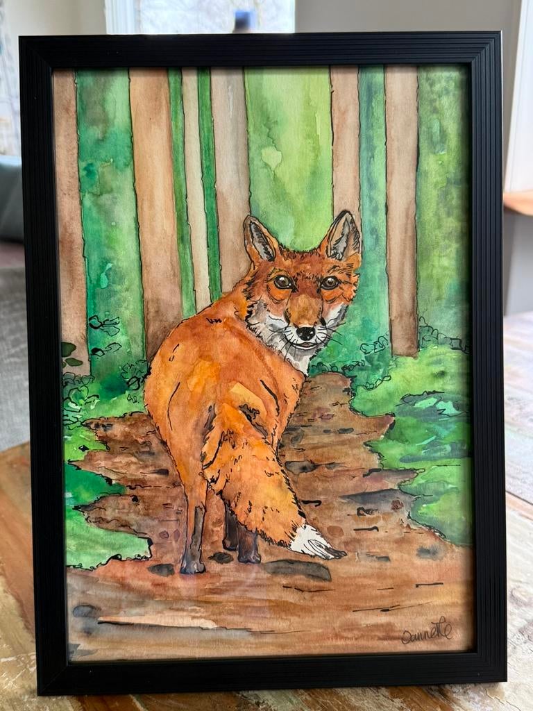 Kunst /Aquarel schilderij Vos, Ophalen of Verzenden