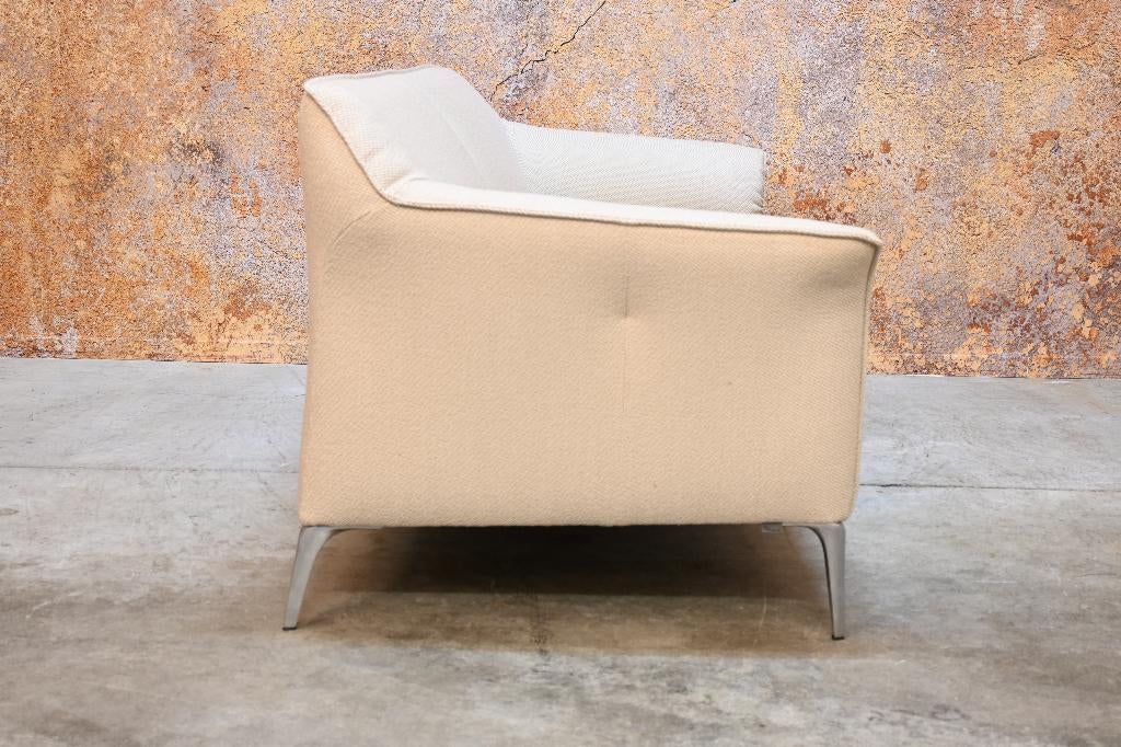 ZGANieuw beige stoffen Leolux Mayon design bank, Leolux, Leolux, 150 tot 200 cm, Tweepersoons