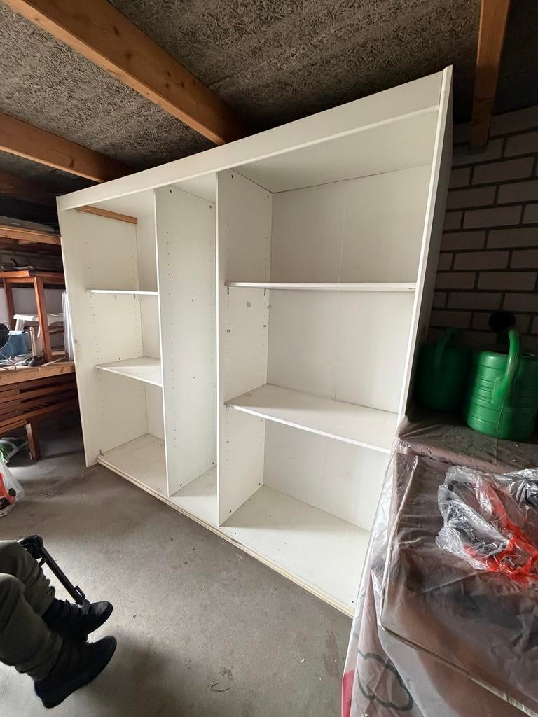 Witte kledingkast met schuifdeuren (1 spiegeldeur), Ophalen, Gebruikt, 200 cm of meer, 200 cm of meer