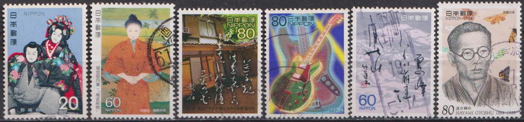 Japan 6 verschillende O 9. ADV. no.93 IJ., Verzenden, Gestempeld, Oost-Azië