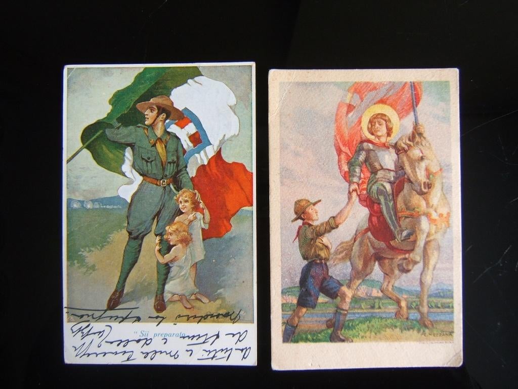 2 scouting padvinders ansichtkaarten Italië rond 1920, Verzenden, Gebruikt, Overige typen