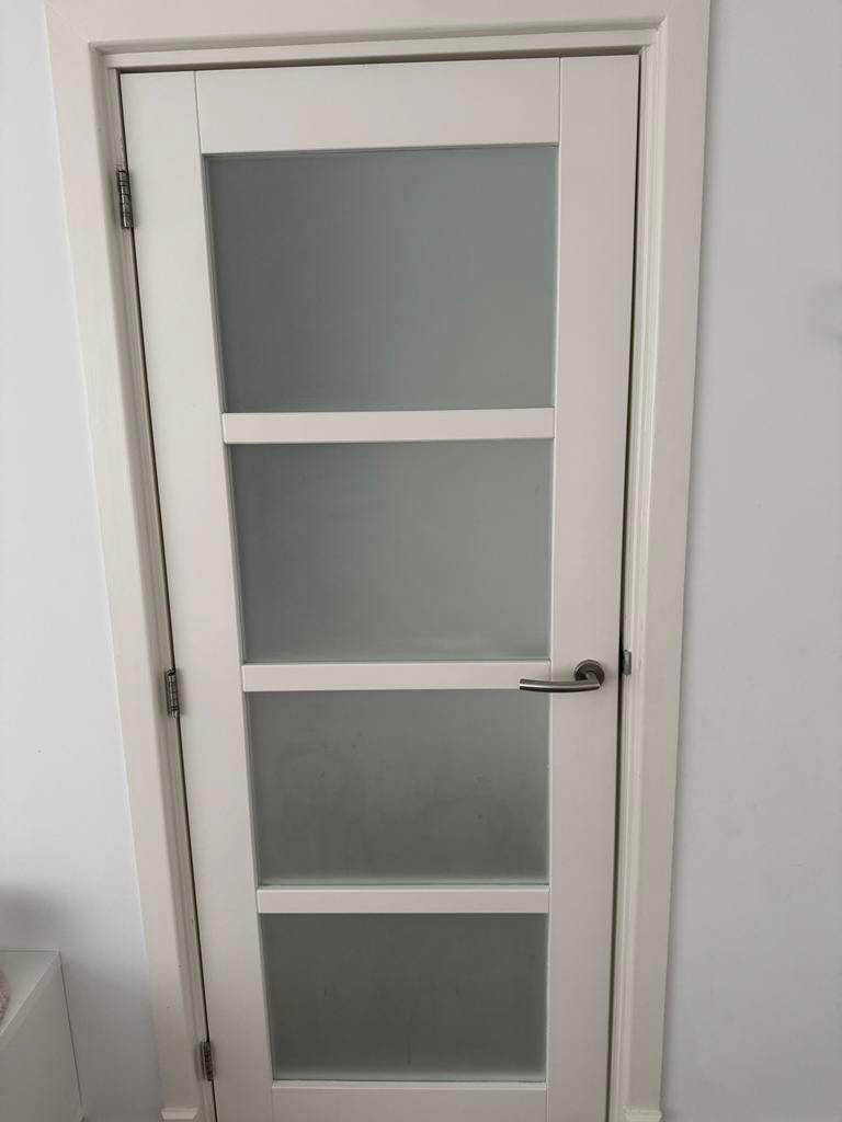 Binnendeur met mat glas 78x199 cm, Ophalen, Gebruikt, Minder dan 80 cm, Binnendeur