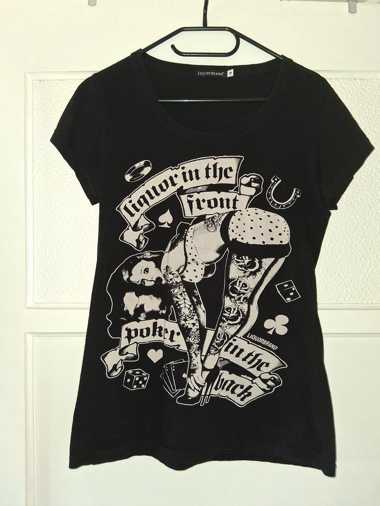 Liquorbrand T-shirt tattoo, Kleding | Dames, T-shirts, Gedragen, Maat 38/40 (M), Zwart, Korte mouw, Ophalen of Verzenden