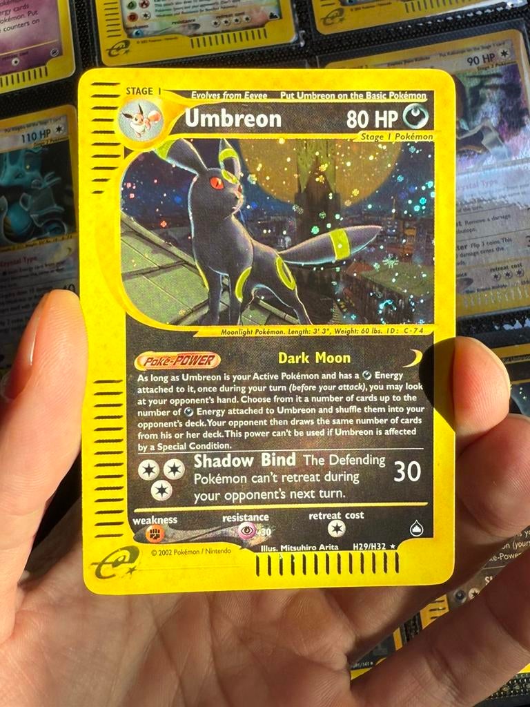 Umbreon holo aquapolis pokemon kaart, Ophalen of Verzenden, Zo goed als nieuw