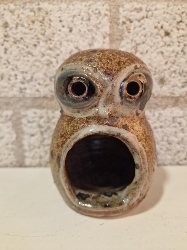 Vintage waxinelichtjes houder/ keramiek uil, Ophalen of Verzenden