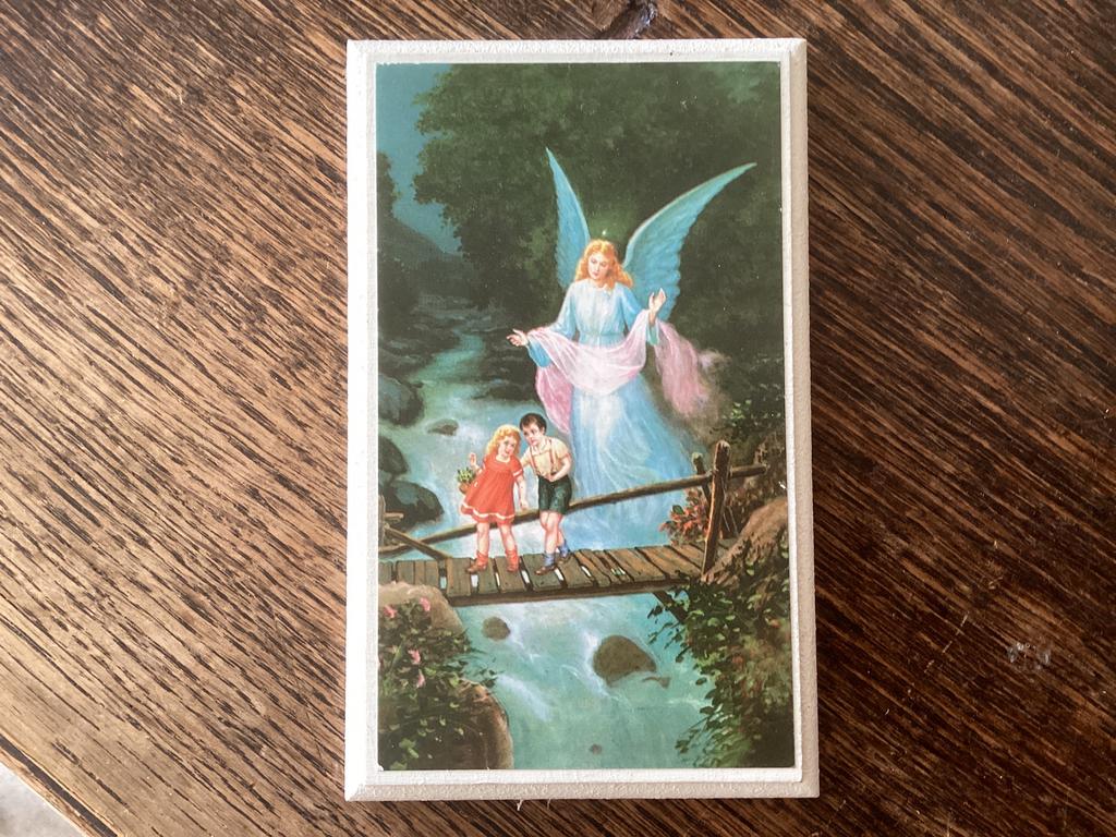 Beschermengel // 13.5 x8 cm, Antiek en Kunst, Antiek | Religie, Ophalen of Verzenden