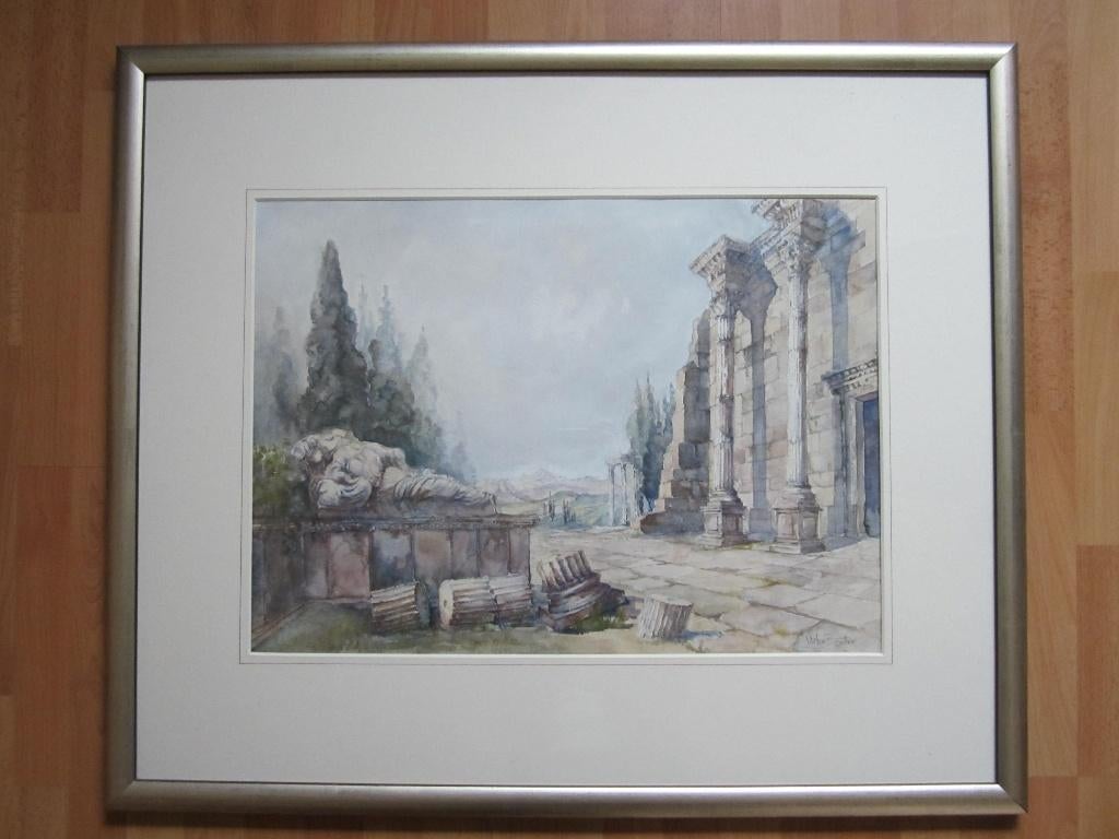 Aquarel - Victor Bouter - Romeinse ruïne, Ophalen
