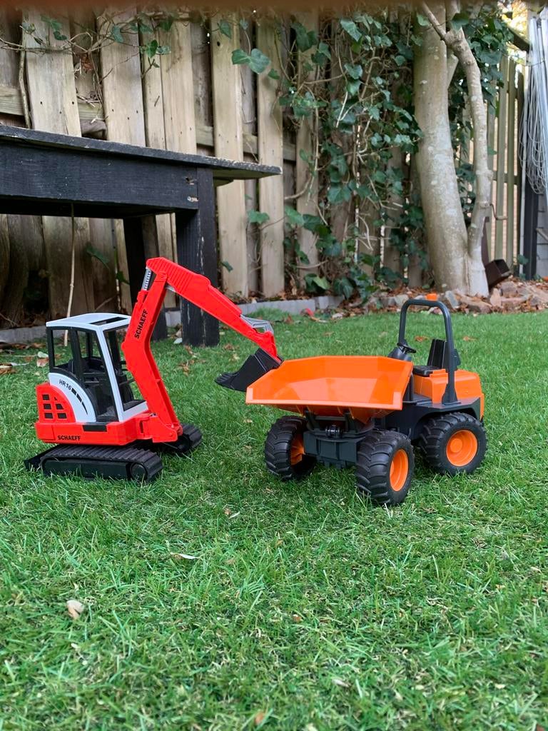 Speelgoed graafmachine en dumper set, Ophalen of Verzenden, Gebruikt