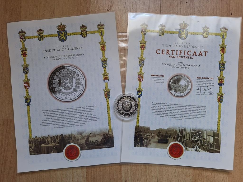 Zilveren Nederland Herdenkt munt "Bevrijding van Nederland", Ophalen of Verzenden, Zilver