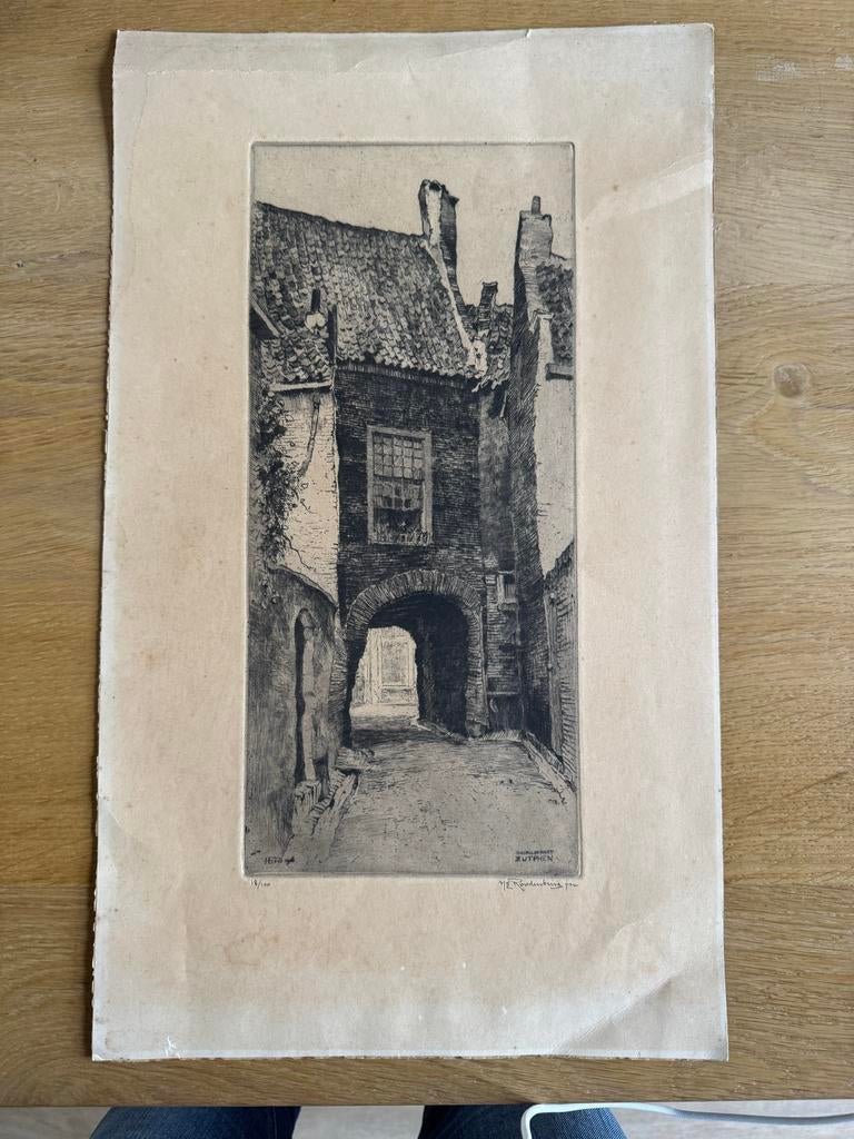 Ets Rosmolenpoort Zutphen door H.E. Roodenburg (1926), Ophalen of Verzenden