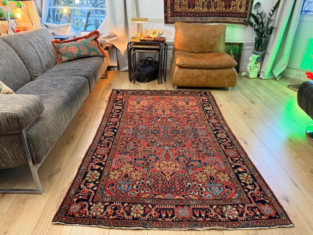 Handgeknoopt vintage Sarouk tapijt,  professioneel gereinigd, Gebruikt, Handmade vintage handknotted persian oriental design carpet rug