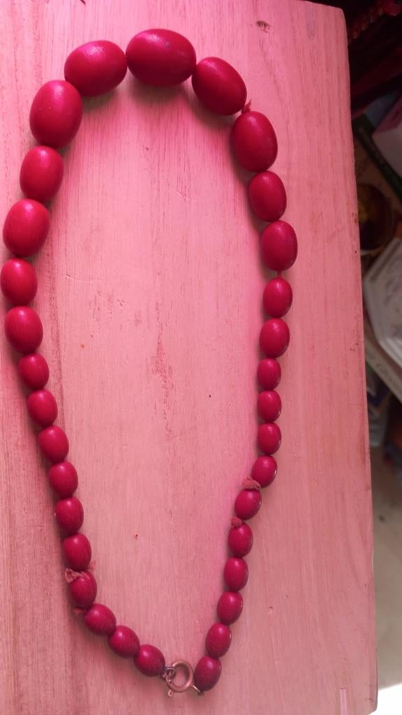 Osserode Bakelieten Ketting Vintage, Sieraden, Tassen en Uiterlijk, Kettingen, Ophalen of Verzenden, Gebruikt, Rood, Kunststof