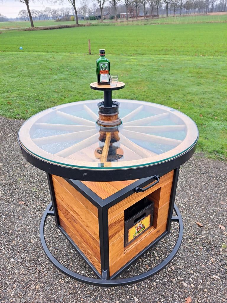 Statafel van wagenwiel met gepoedercoat frame mangave, Ophalen, Nieuw