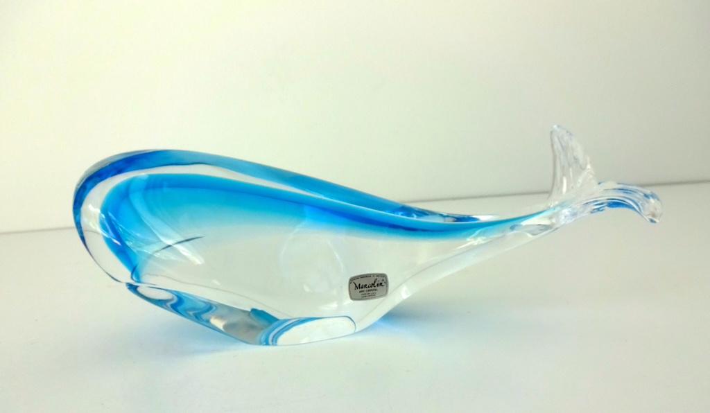 Kristal vis walvis in helder en lichtblauw. 3742-g, Antiek en Kunst, Antiek | Glas en Kristal, Ophalen of Verzenden