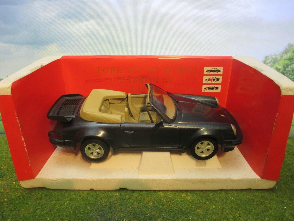1/16 Porsche 930 911 Cabrio Turbo Polistil Blauw +beige int., Ophalen of Verzenden, Zo goed als nieuw, Overige merken