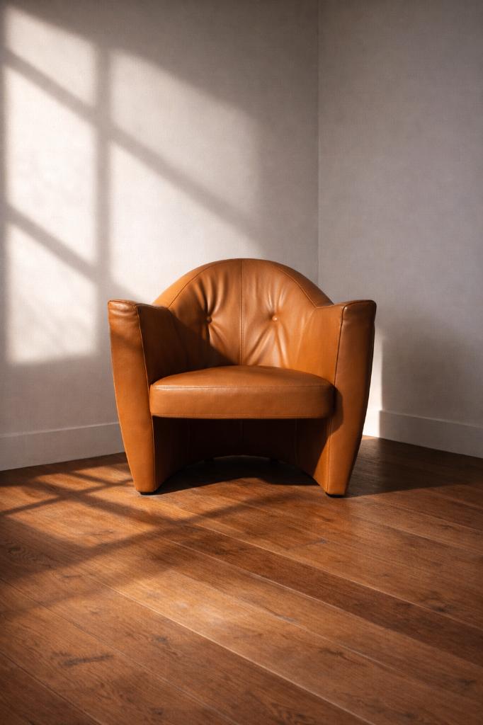 Leolux Carabas Cognac Fauteuil/Stoel, Ophalen, Design, Zo goed als nieuw, 75 tot 100 cm