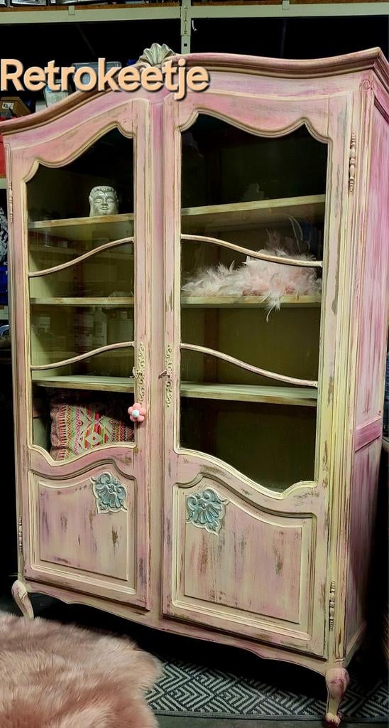 Shabby/Houtsnijwerk/Boho /Vitrinekast/Kast, Ophalen