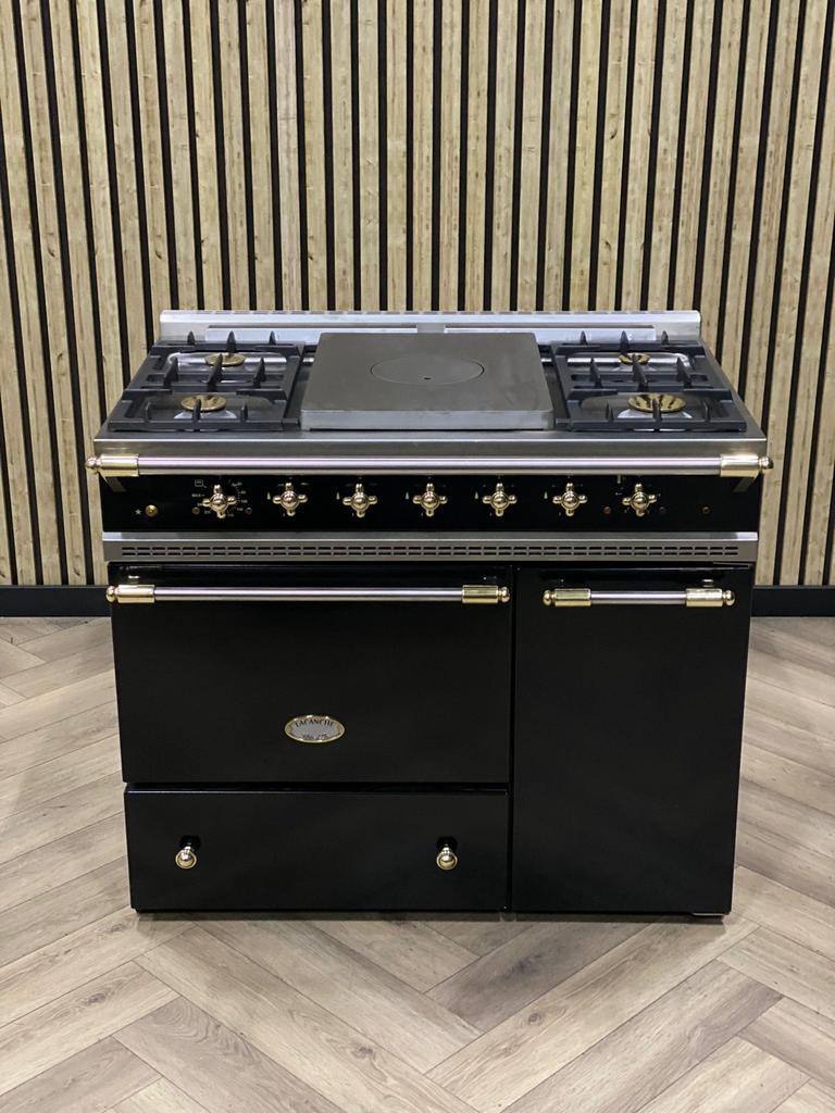 Luxe Lacanche Fornuis Zwart Gas + Messing + Warmhoudkast