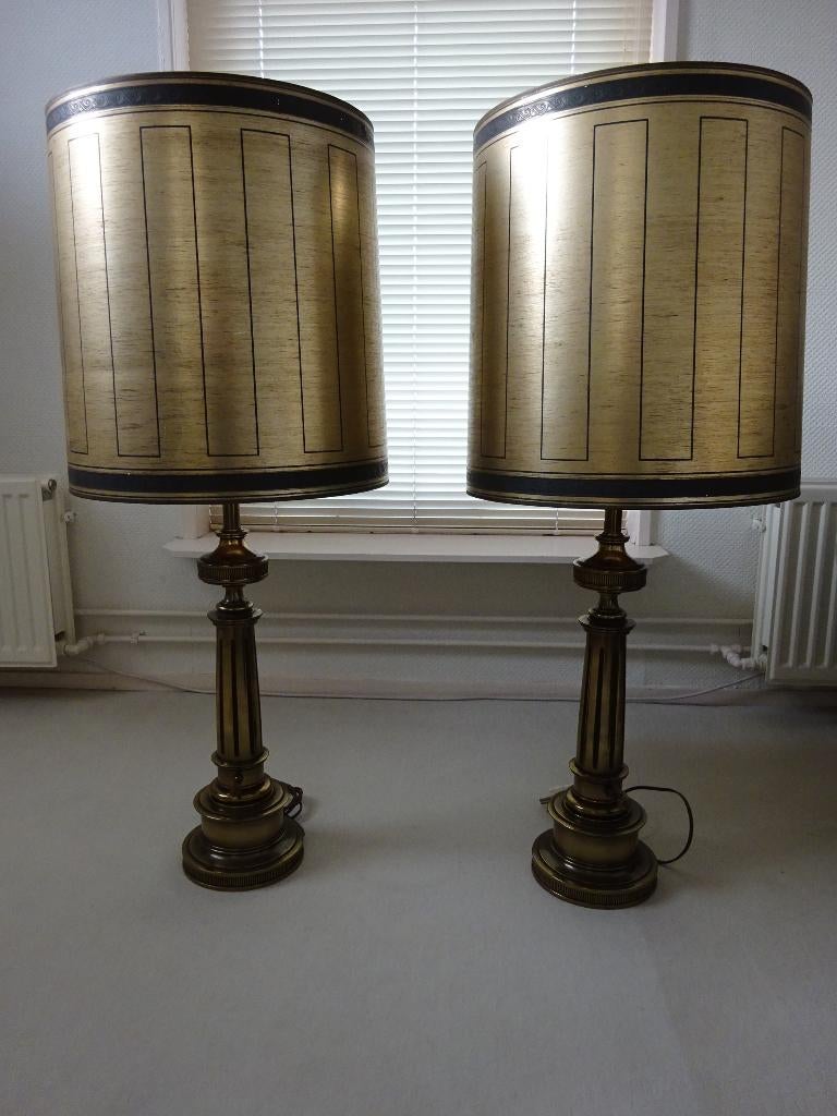 Stiffel Tafellampen 2x - Hoge tafellampen - Messing voet, Ophalen of Verzenden, Gebruikt, Klassiek-modern, Metaal
