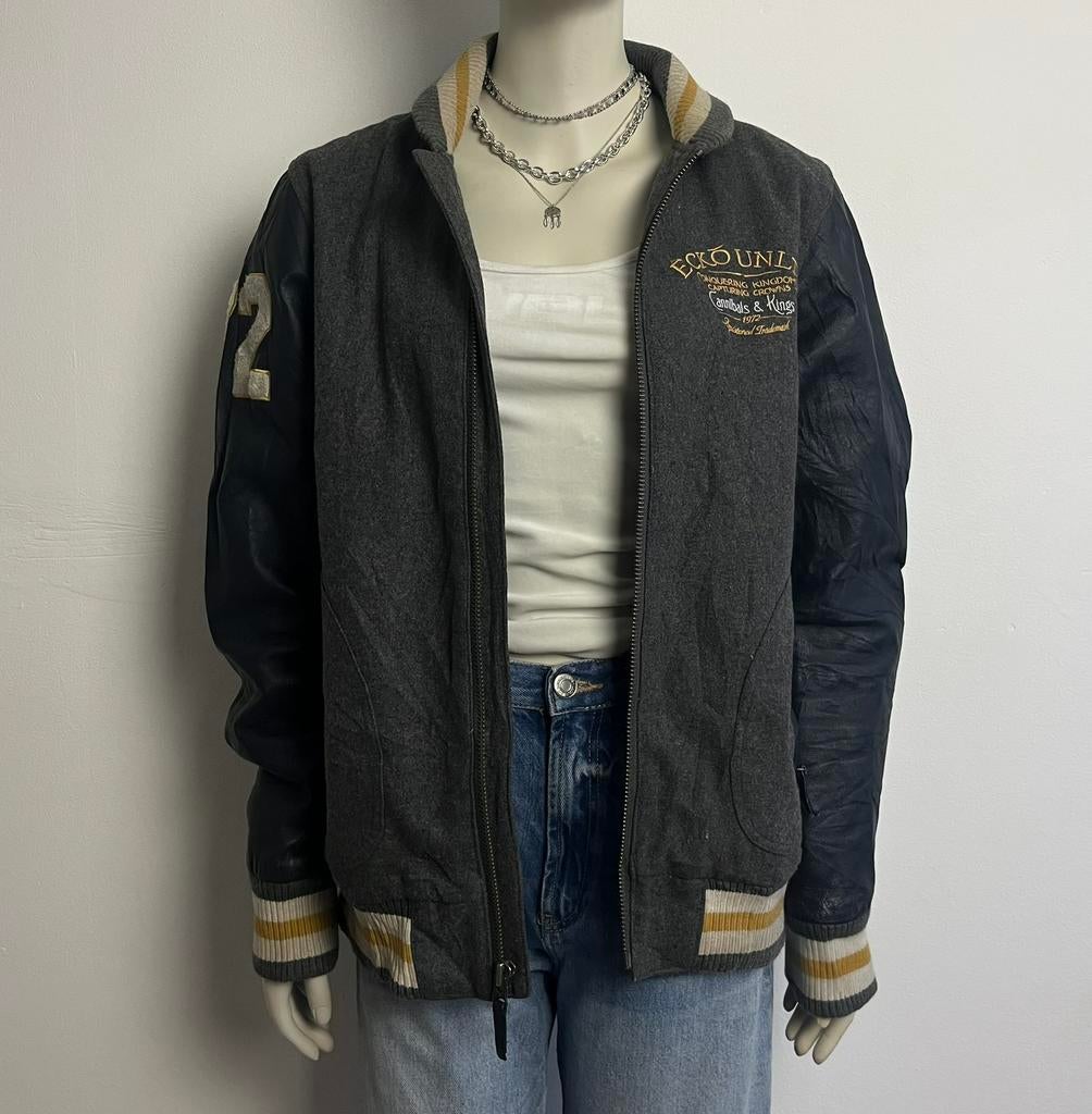 Ecko varsity jacket UNISEX, Ophalen of Verzenden, Gedragen, Maat 52/54 (L), Grijs