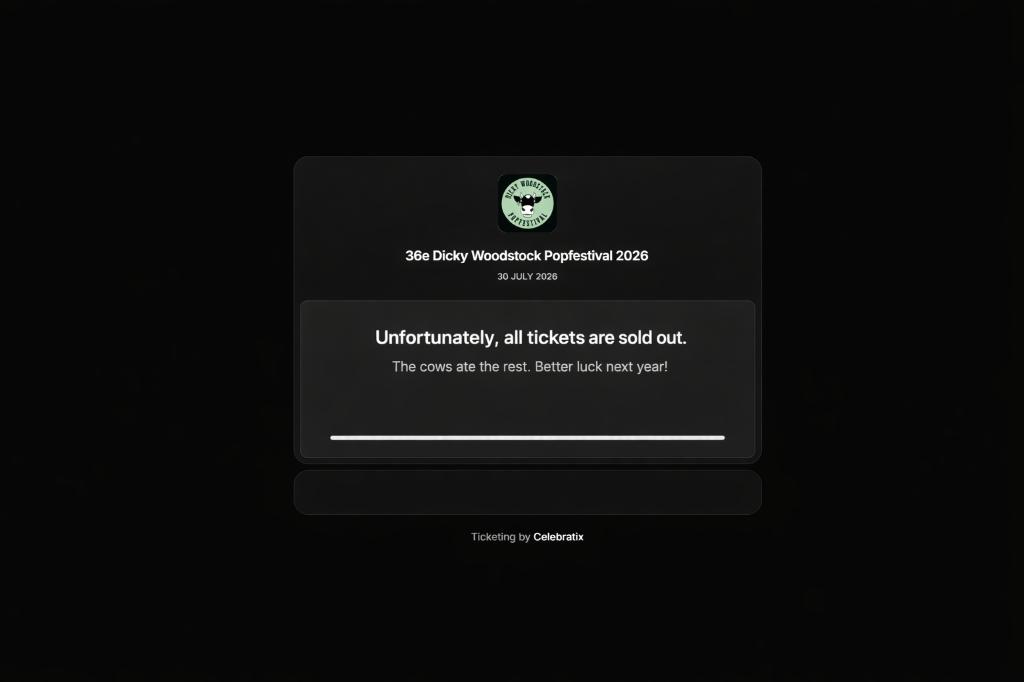 Dicky Woodstock Popfestival PAS OP, Tickets en Kaartjes, Evenementen en Festivals, Twee personen