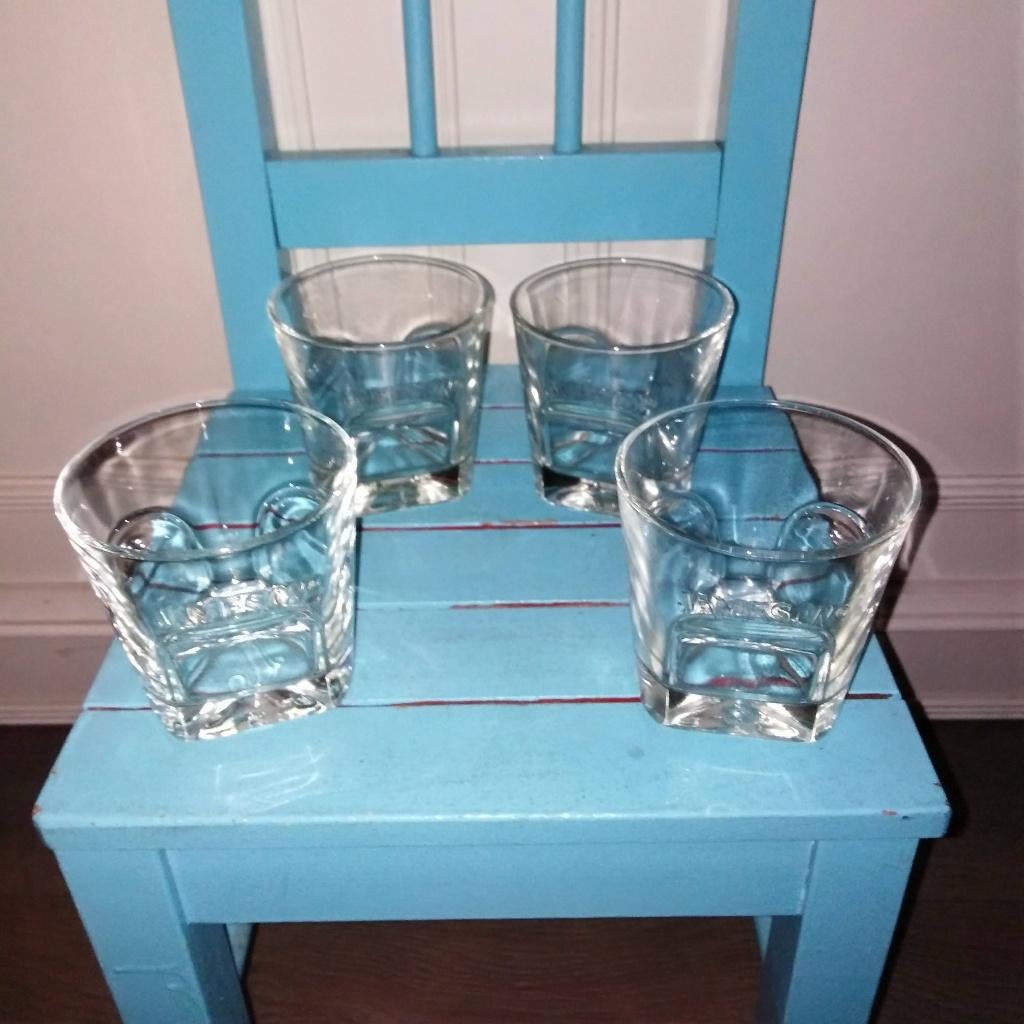 4 Jameson Irish whiskey glazen luxe model driehoek bodem, Ophalen, Zo goed als nieuw, Overige typen