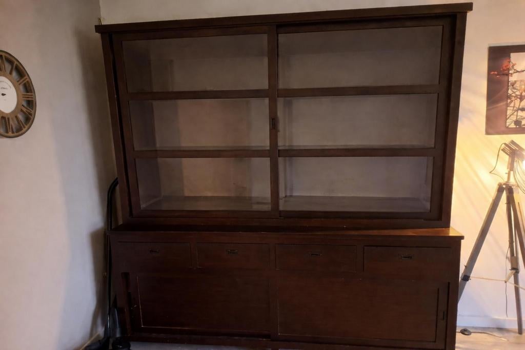 Indische teak hout kast , moet weg ivm verhuizing, Ophalen of Verzenden, Zo goed als nieuw, 25 tot 50 cm, 200 cm of meer