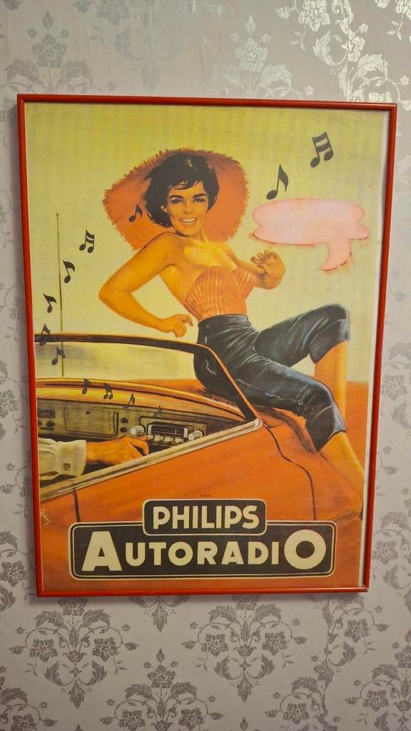 Oude Philips Autoradio Reclame Poster, Verzamelen, Ophalen of Verzenden