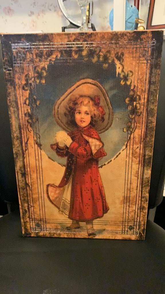 Vintage opbergboek kist  hout van binnen gestoffeerd, Ophalen of Verzenden