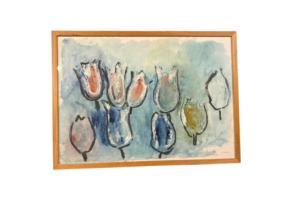 Tulpen Aquarel Schilderij geschilderd N. Ruijgrok, Ophalen of Verzenden