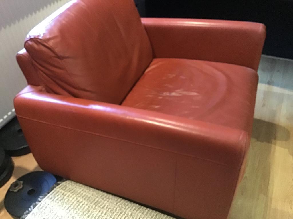 Fauteuil, leren stoel, Huis en Inrichting, Ophalen, Gebruikt, 75 tot 100 cm, 75 tot 100 cm