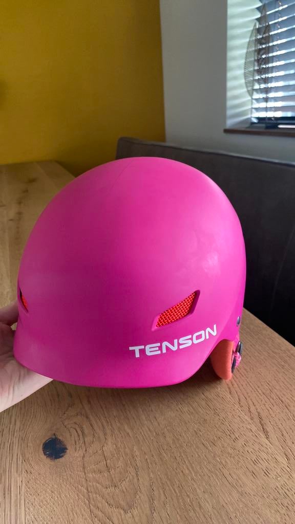 Roze kinder ski/snowboard helm met hoes, Overige typen, Zo goed als nieuw, Minder dan 100 cm, Ophalen