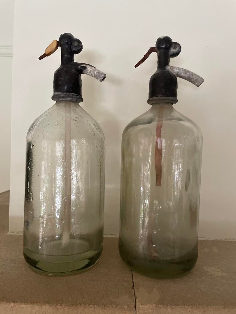 Twee Brocante Spuitwaterflessen Sifons, Antiek en Kunst, Ophalen