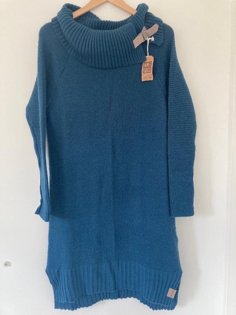 Knitfactory jurk Jamie petrol maat 36/38 nieuw, Blauw, Nieuw, Ophalen of Verzenden, Maat 36 (S)