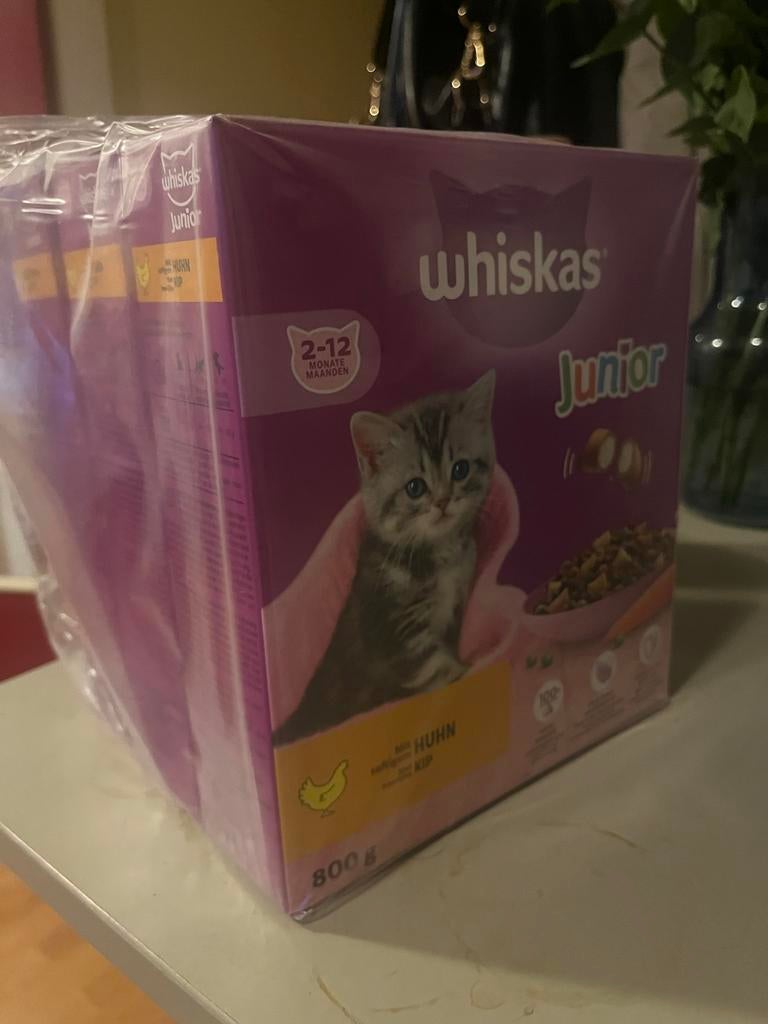 Whiskas junior brokjes kitten 3x 800 gram, Ophalen, Nieuw
