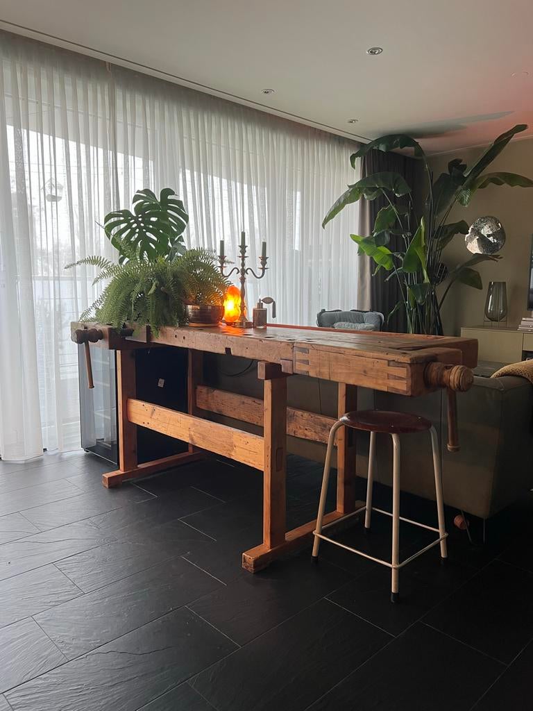 Vintage Houten Werkbank Tafel, Ophalen
