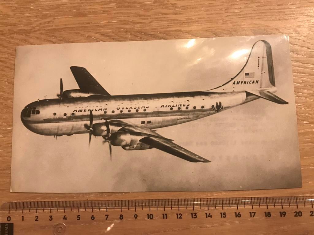 Persfoto 1949 Boeing 377 Stratocruiser American Luchtvaart, Ophalen of Verzenden, Zo goed als nieuw, Kaart, Foto of Prent