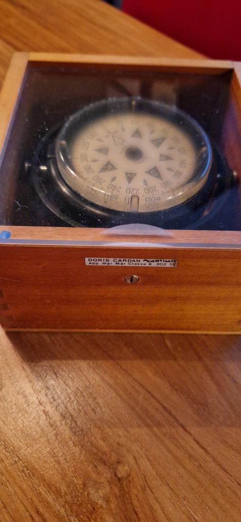 Vintage Doris Cardan Plastimo Kompas in Houten Doos, Antiek en Kunst, Ophalen of Verzenden