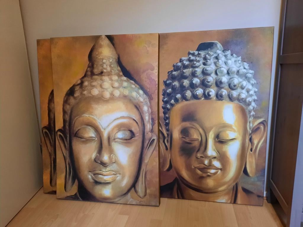 3 stuks Boeddha canvas 100 x 66, Ophalen, Gebruikt