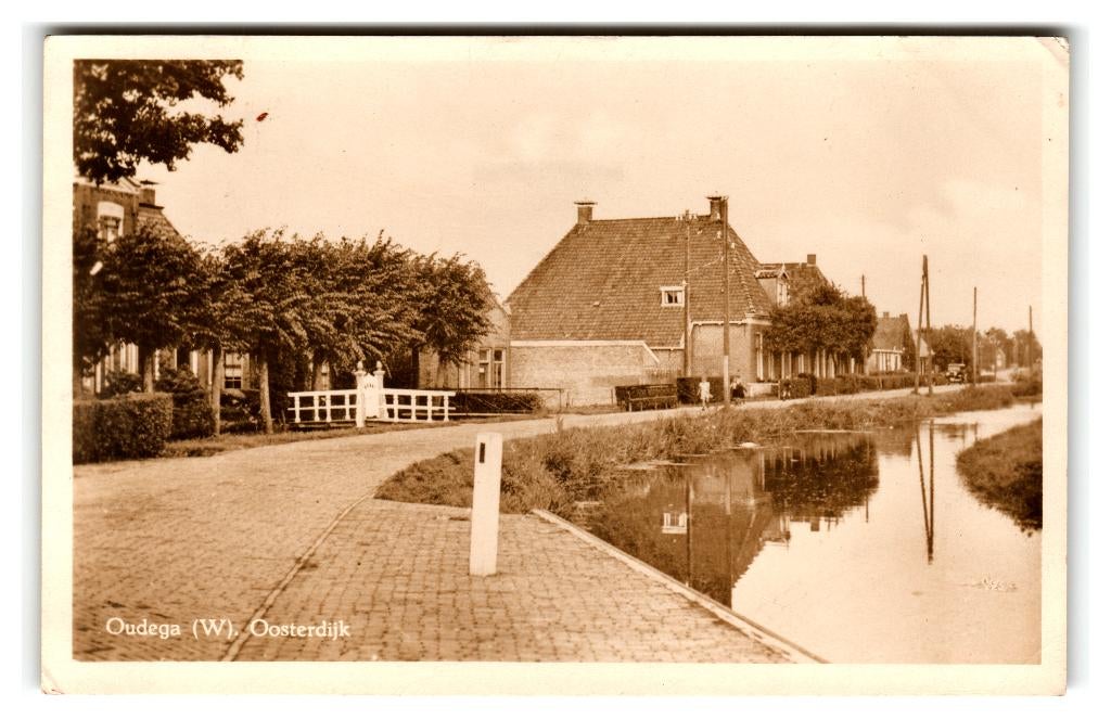 Oudega (W), Oosterdijk, Verzamelen, Ansichtkaarten | Nederland, Gelopen, Friesland, 1940 tot 1960, Ophalen of Verzenden