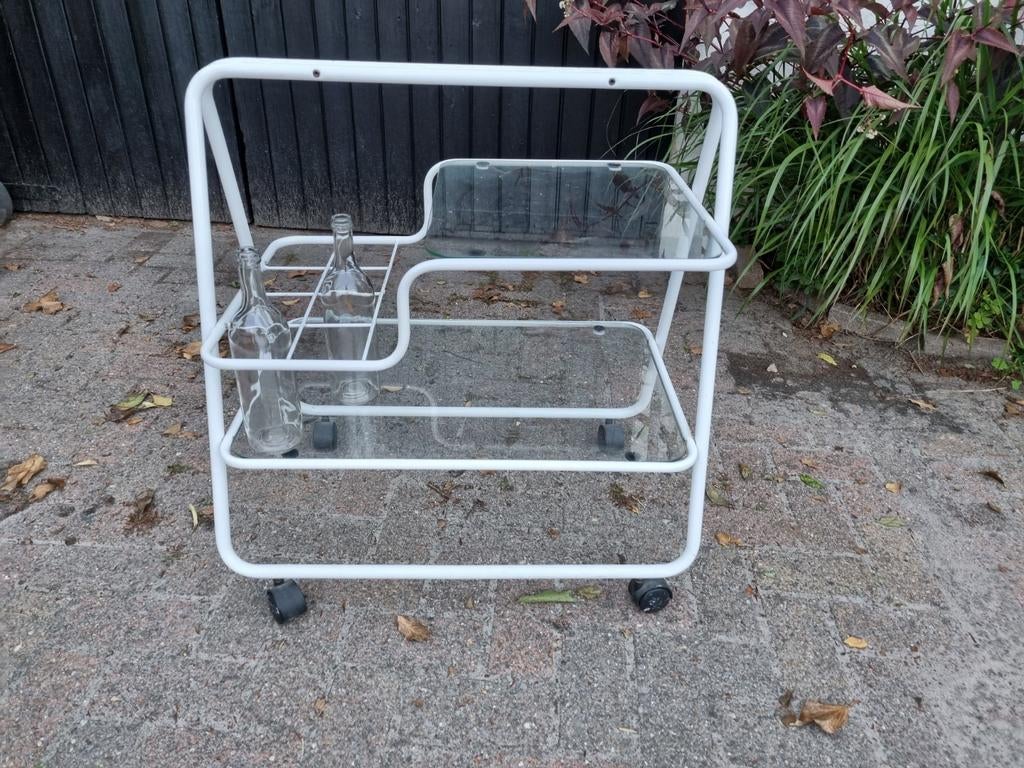 vintage jaren 80 space age barcart serveerwagen wijntafel, Huis en Inrichting, Tafels | Bijzettafels, Ophalen, Gebruikt, Rechthoekig